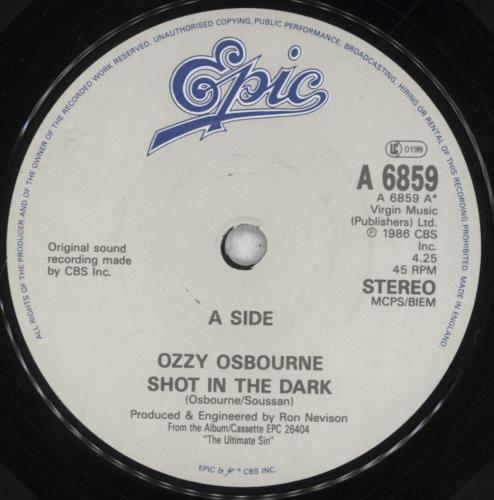 Ozzy Osbourne Shot In The Dark + Autograph UK 7